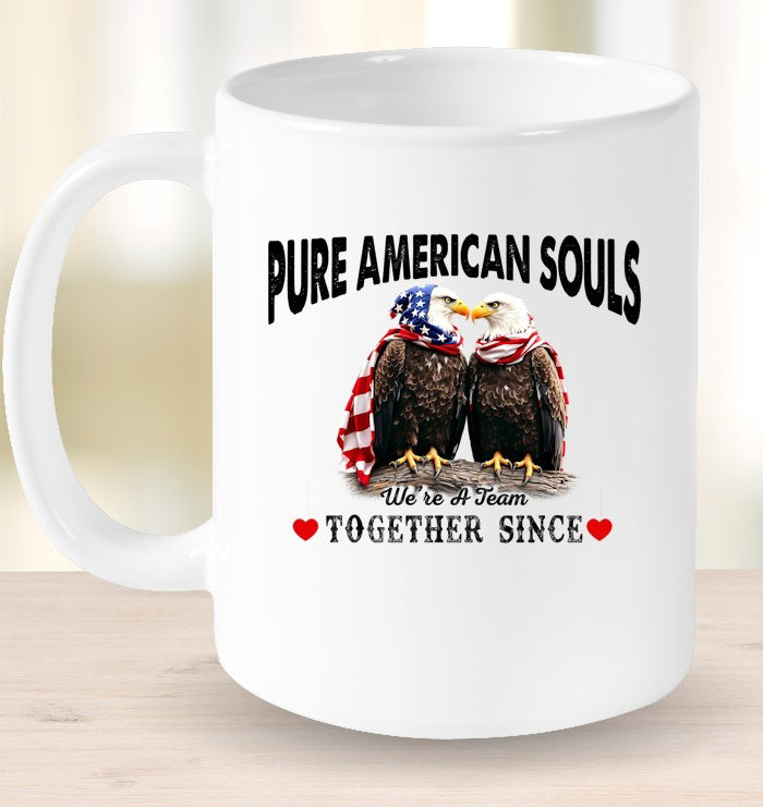 Bald Eagle Pure American Souls We're A Team Together Since Mug Couples Gifts