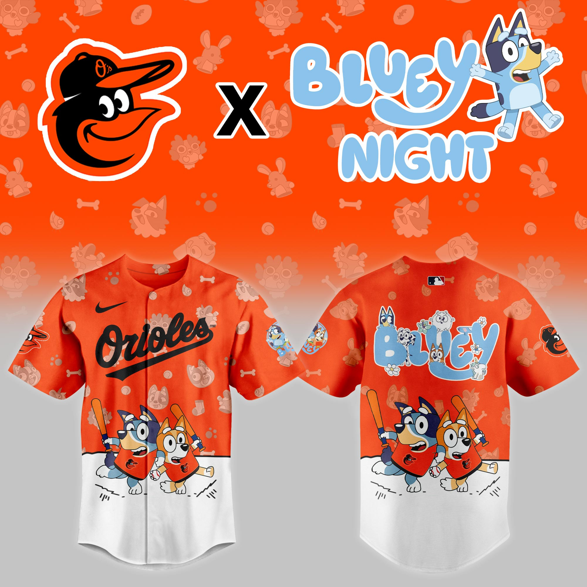 Baltimore Orioles Mlb X Bluey Night Baseball Jersey For Fan