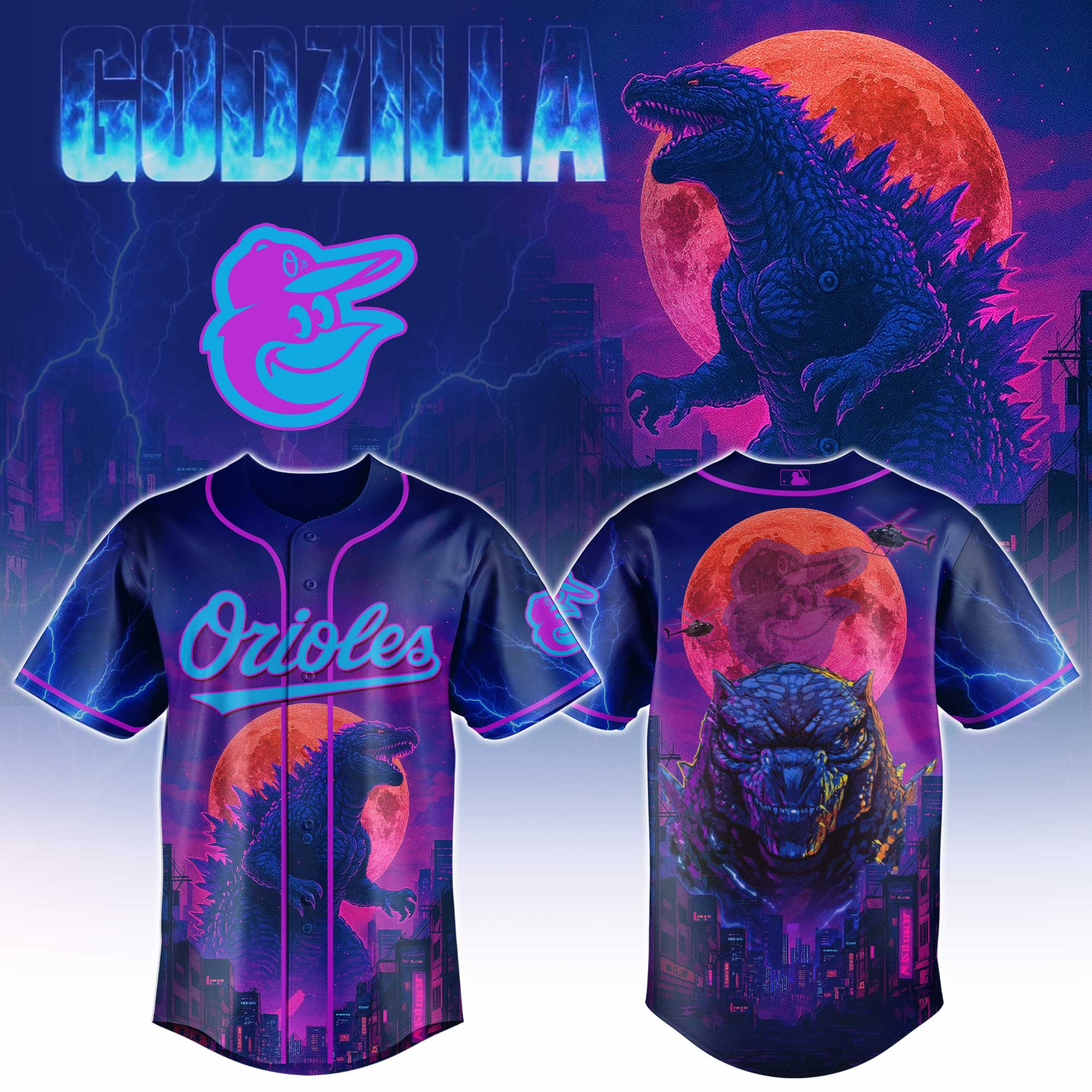 Baltimore Orioles Mlb X Godzilla Baseball Jersey For Fans