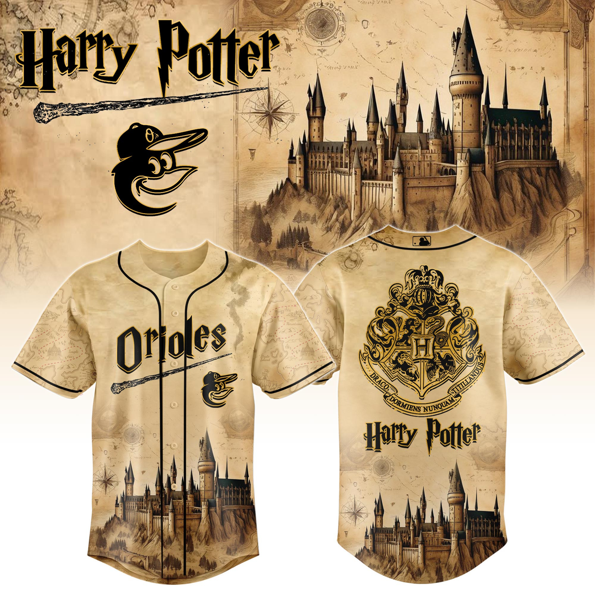 Baltimore Orioles Mlb X Harry Potter Hogwarts Baseball Jersey For Fan