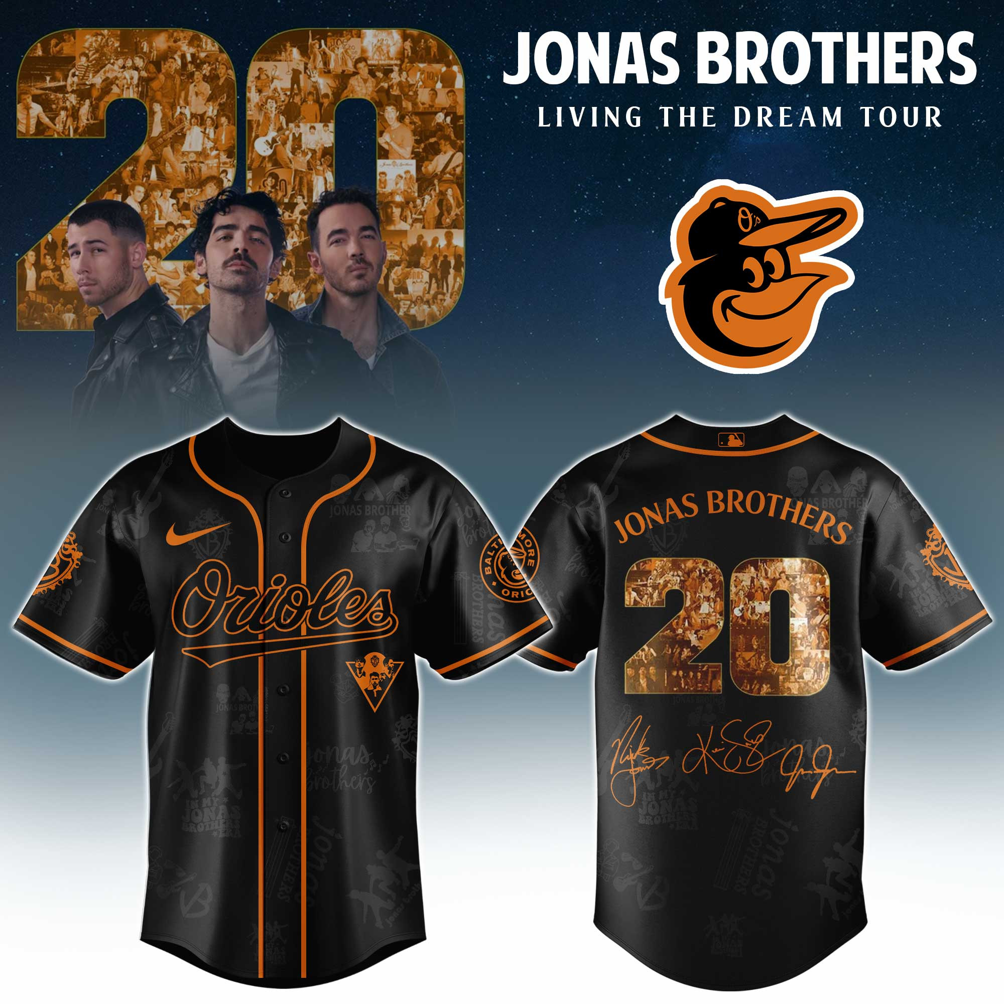 Baltimore Orioles Mlb X Jonas Brothers Tour Personalized Baseball Jersey For Fans