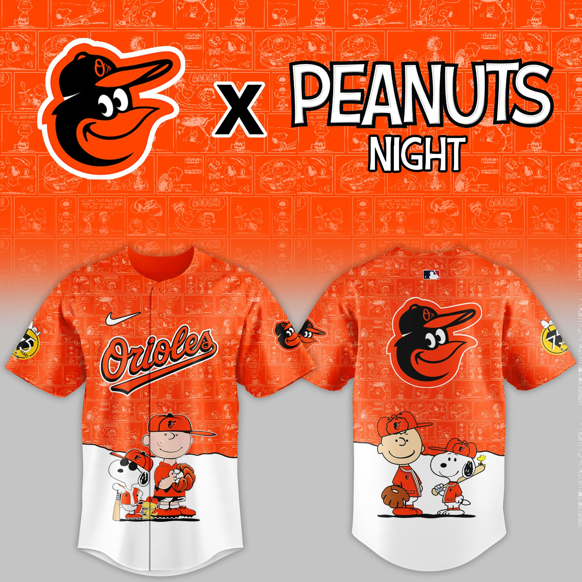 Baltimore Orioles Mlb X Peanuts Night Baseball Jersey For Fan