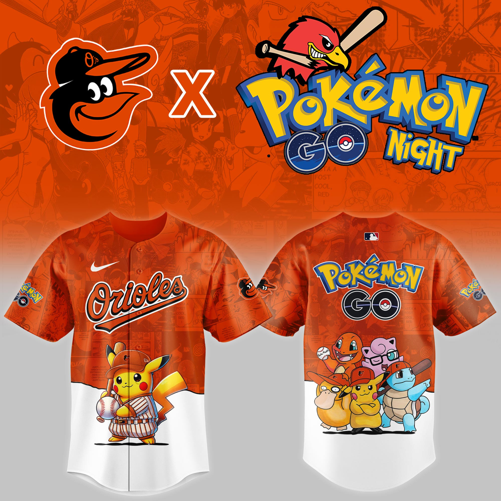 Baltimore Orioles Mlb X Pokemon Go Night Baseball Jersey For Fan
