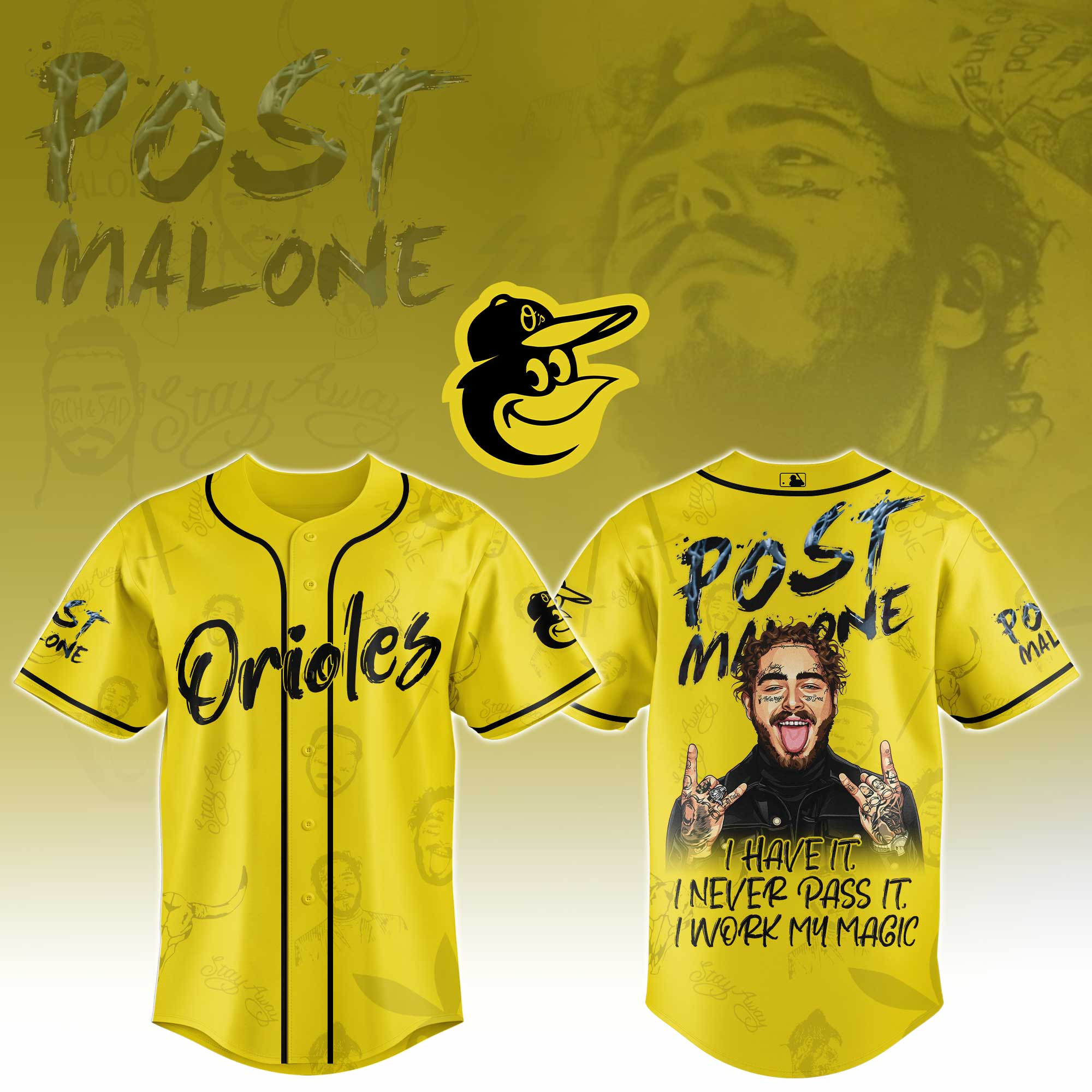 Baltimore Orioles Mlb X Post Malone Tour Baseball Jersey For Fans