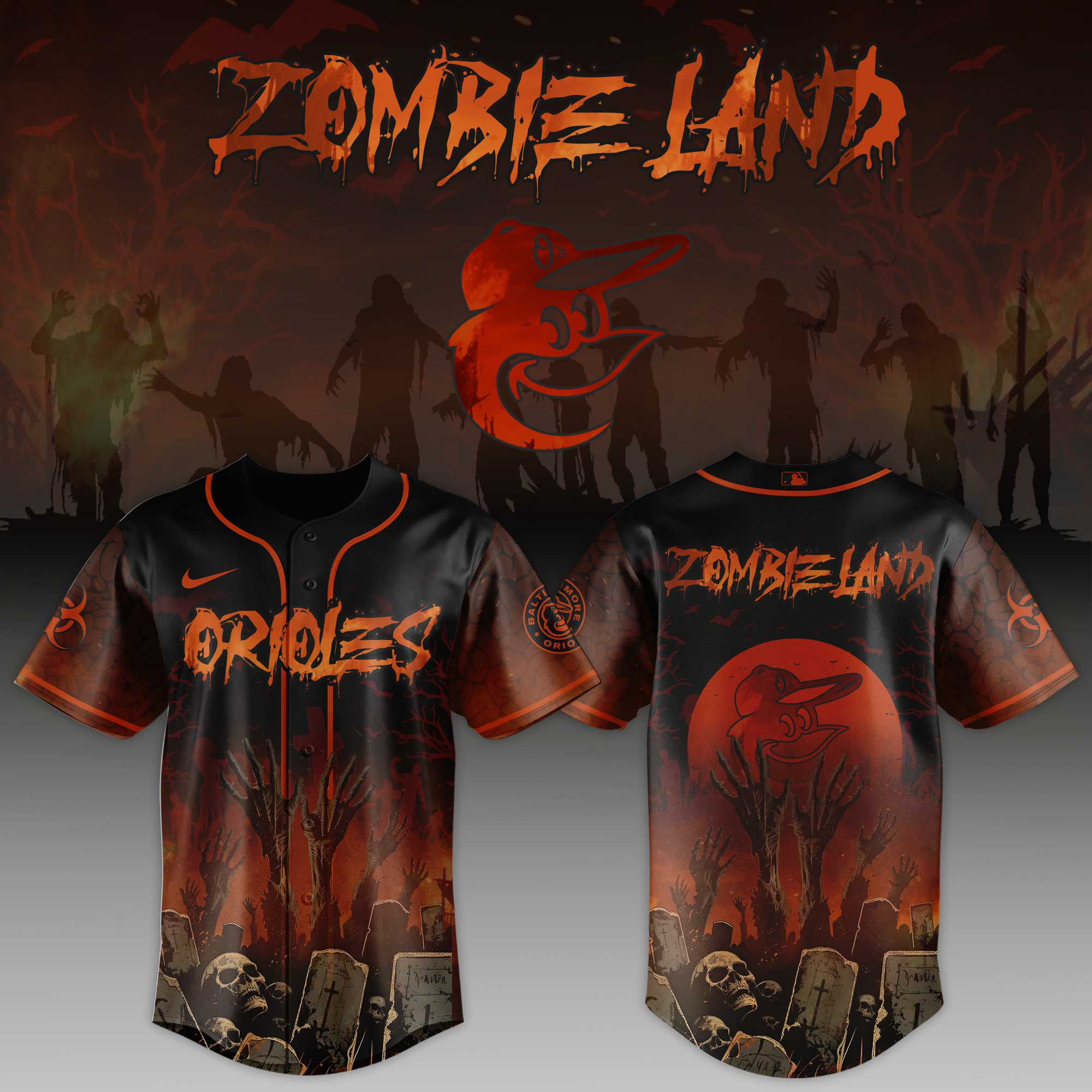 Baltimore Orioles Mlb X Zombie Land Baseball Jersey For Fans