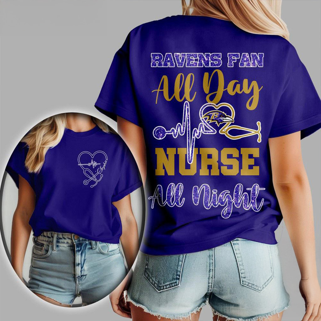 Baltimore Ravens NFL All Day Nurse All Night Shirt Baltimore Ravens Merch Gifts For Her