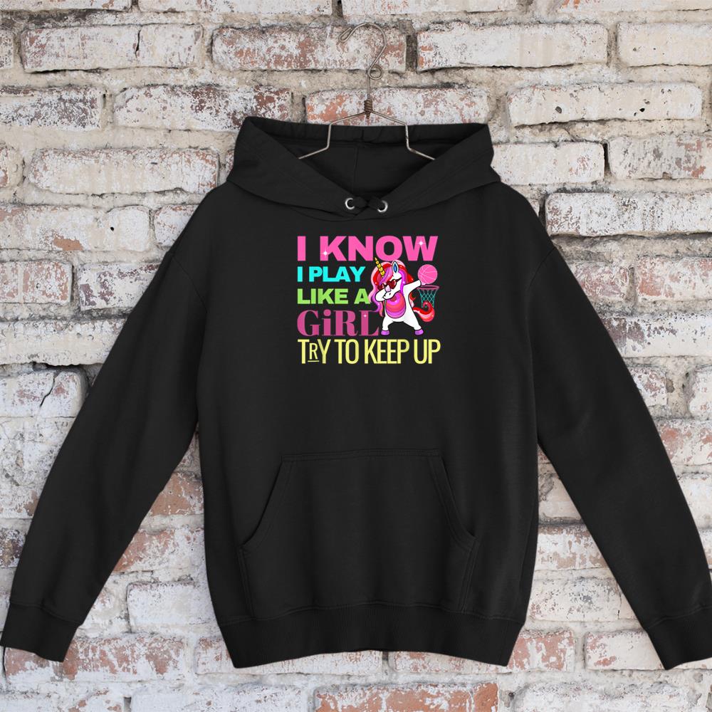 Basketball Play Like A Girl Dabbing Unicorn Gift Girls Hoodie
