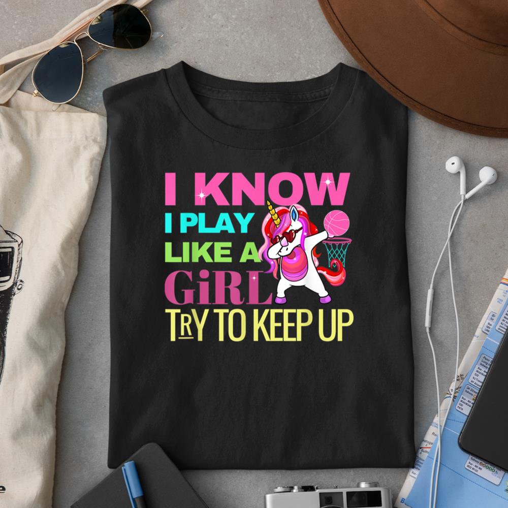 Basketball Play Like A Girl Dabbing Unicorn Gift Girls T-Shirt