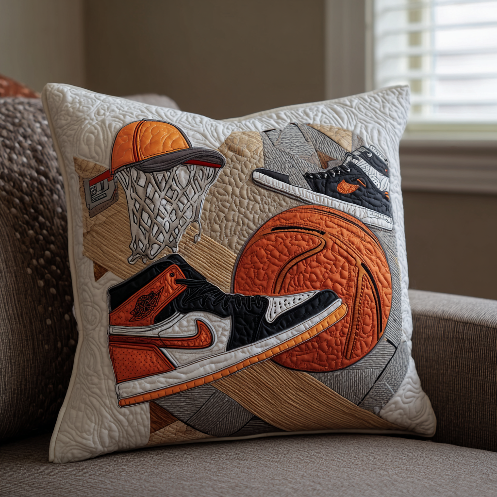 Basketball Quilted Pillow Case Handmade Cushion Cover NBA Fan Gift