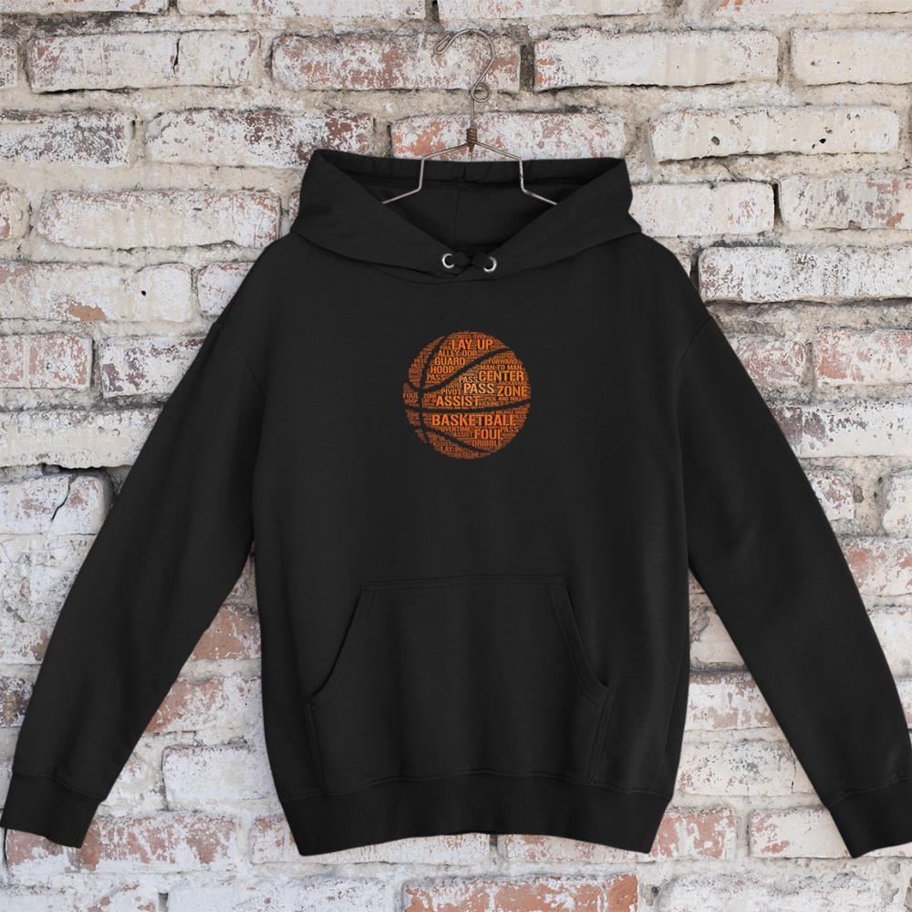 Basketball terms word cloud  motivational T-shirt. Long Sleeve Hoodie