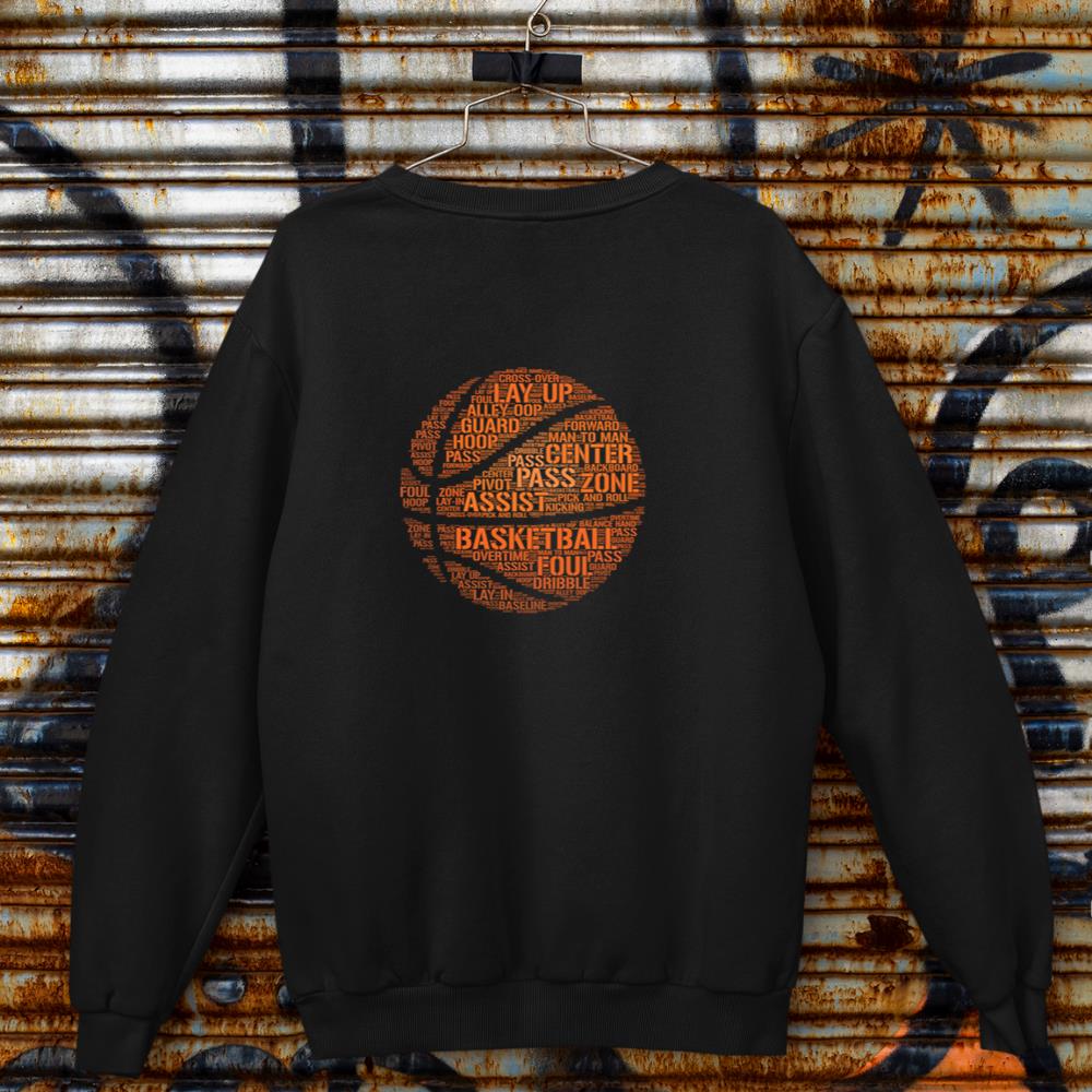 Basketball terms word cloud  motivational T-shirt. Long Sleeve Sweatshirt