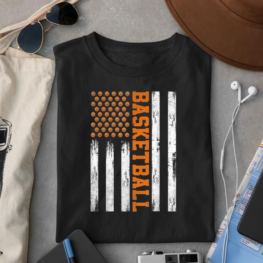 Basketball USA US Flag For Men Women Kids Basketball Vintage T-Shirt