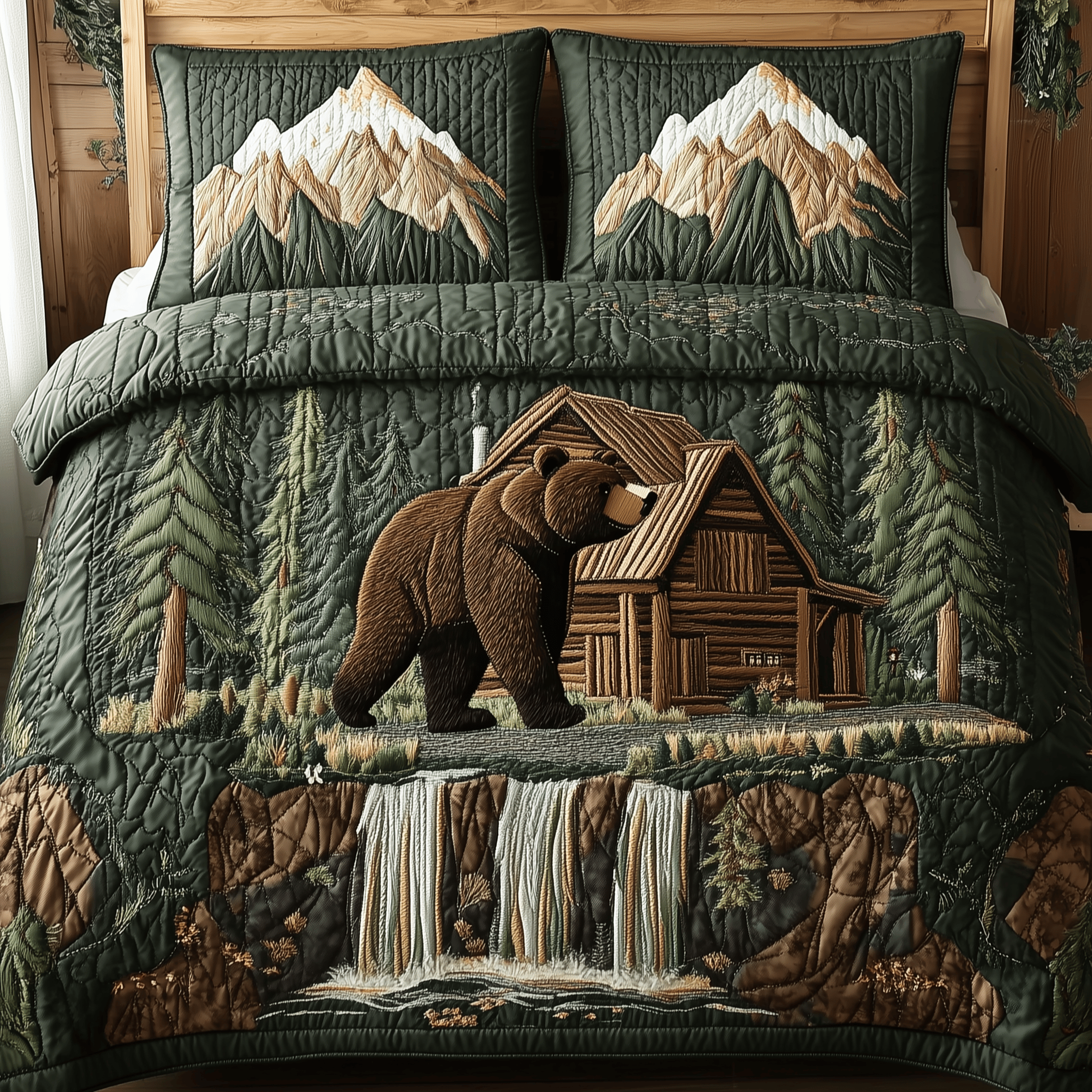 Bear and Cabin Quilted Bedding Set Best Valentine'S Day Gifts For New Moms