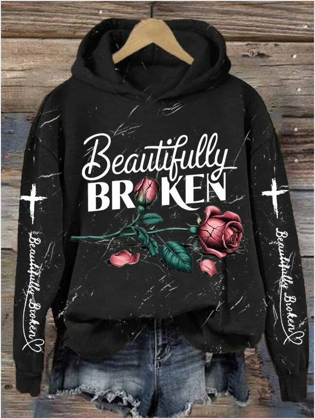 Beautifully Broken Rose Hoodie Country Music Hoodie Jelly Roll Fans Birthday Gifts For Women's