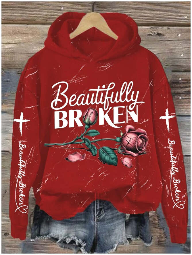 Beautifully Broken Rose Hoodie Country Music Lover Jelly Roll Fans Father's Day Gift for Husband
