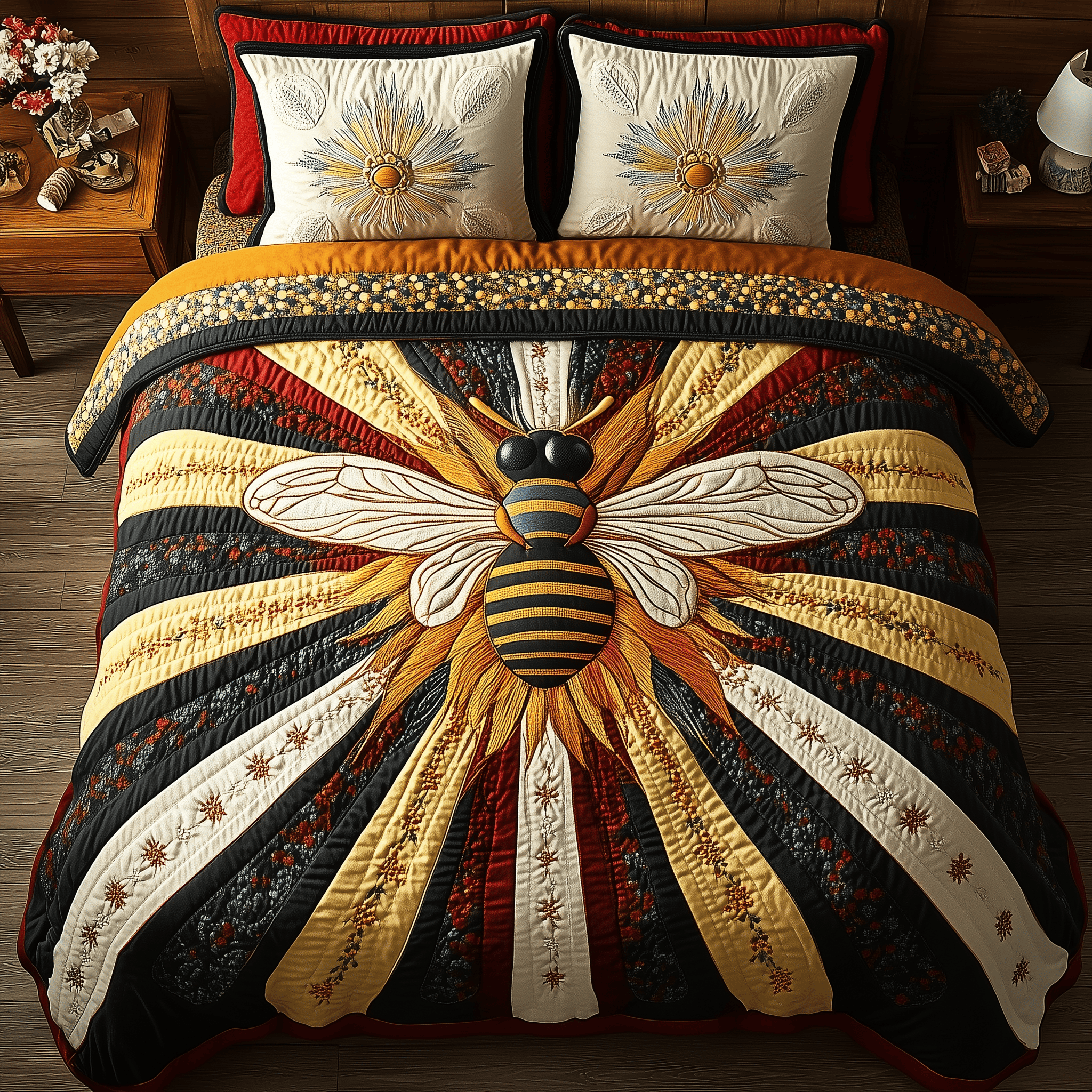 Bee of Radiance Quilted Bedding Set Duvet Cover Bedspread Set Item Special Gifts For Him Her