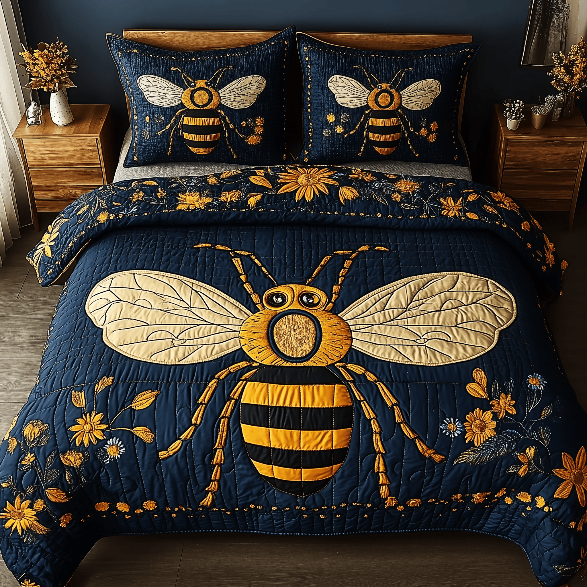 Bee Positive Quilted Bedding Set Valentine Duvet Cover Set Gift Ideas For Bee Lovers