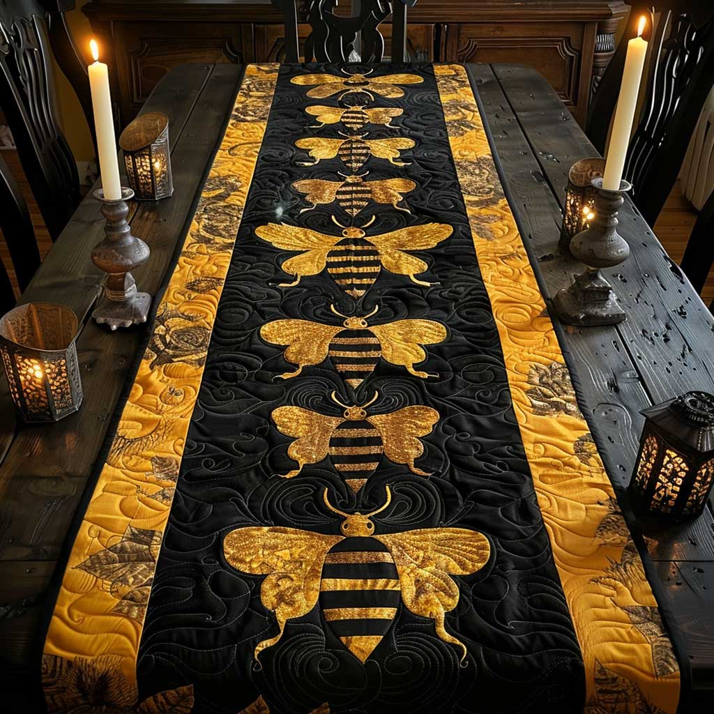 Bee Quilted Table Runner Home Decorations Themed Items Christmas Gift For Bee Lovers