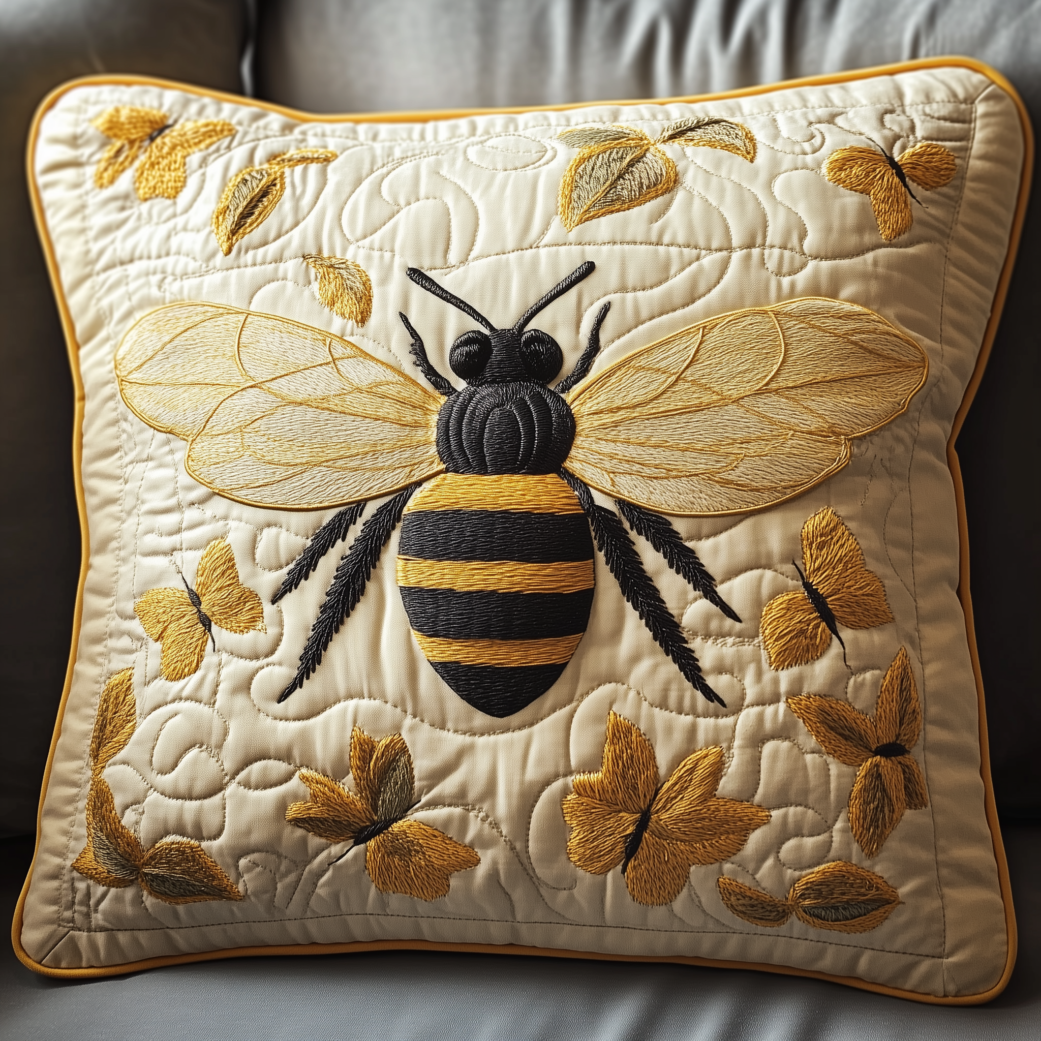 Bee Sunflower Quilted Pillow Case Decorative Pillow Cover Skull Items Bumble Bee Gifts For Women