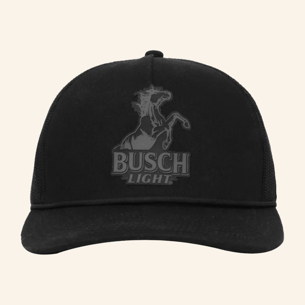 Beer Gear Merch Busch Light Black Stallion Trucker Hat Gift Ideas For Dad