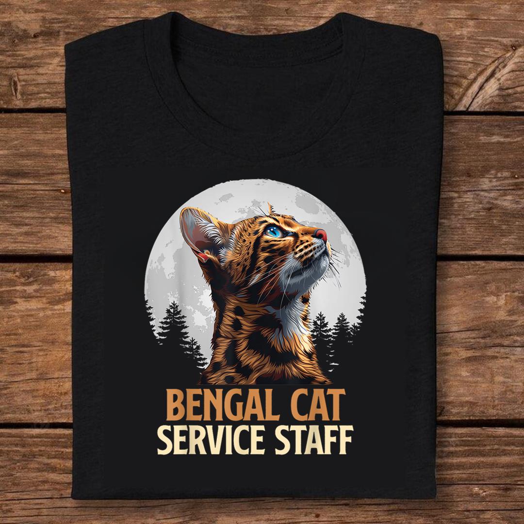 BENGAL CATS SERVICE STAFF Vintage Funny Bengal Cat T-shirt