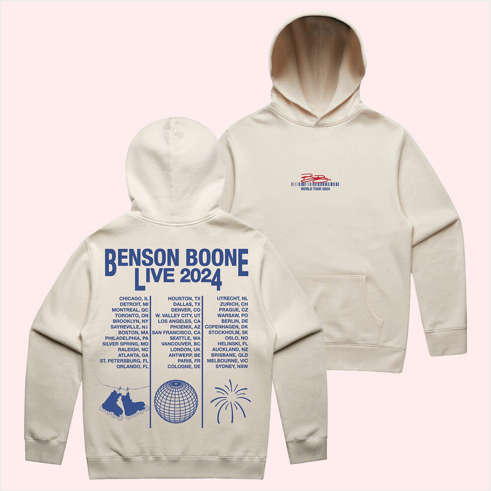 Benson Boone Live 2024 Hoodie Benson Boone Merch Gifts For Fans Birthday Gift Ideas