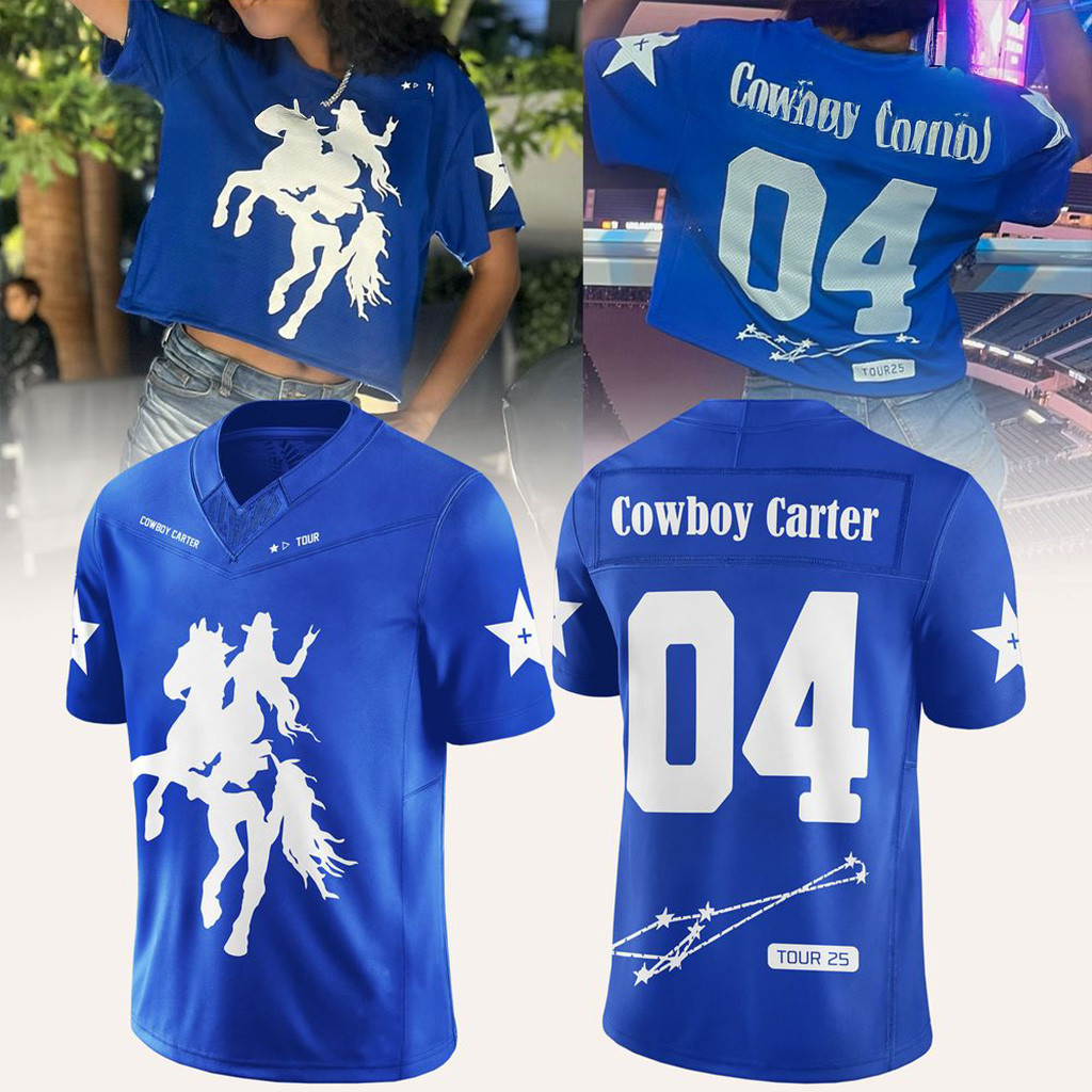 Beyonce Cowboy Carter Tour 2025 Jersey Blue Fan Merch Gifts For Dad