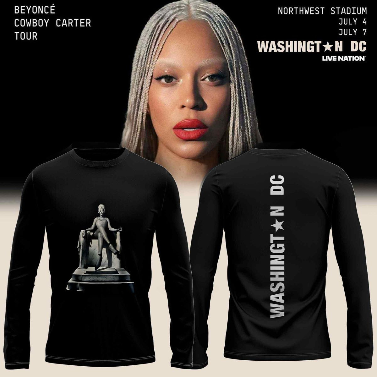 Beyonce's Cowboy Carter Washington Dc Long Sleeve Shirt Music Lover Gift Ideas For Him