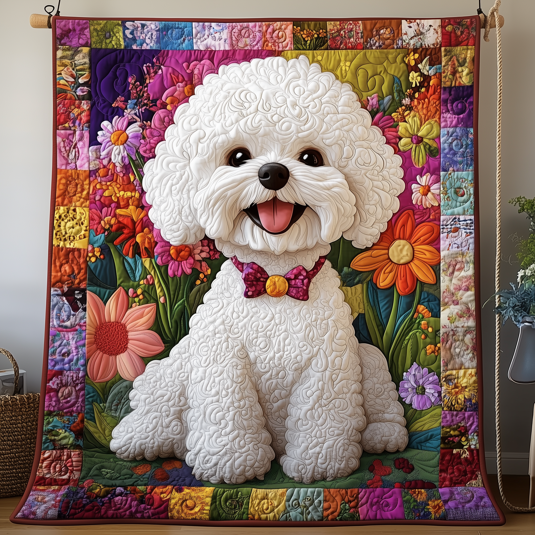 Bichon Frise Quilted Blanket Dog Themed Presents