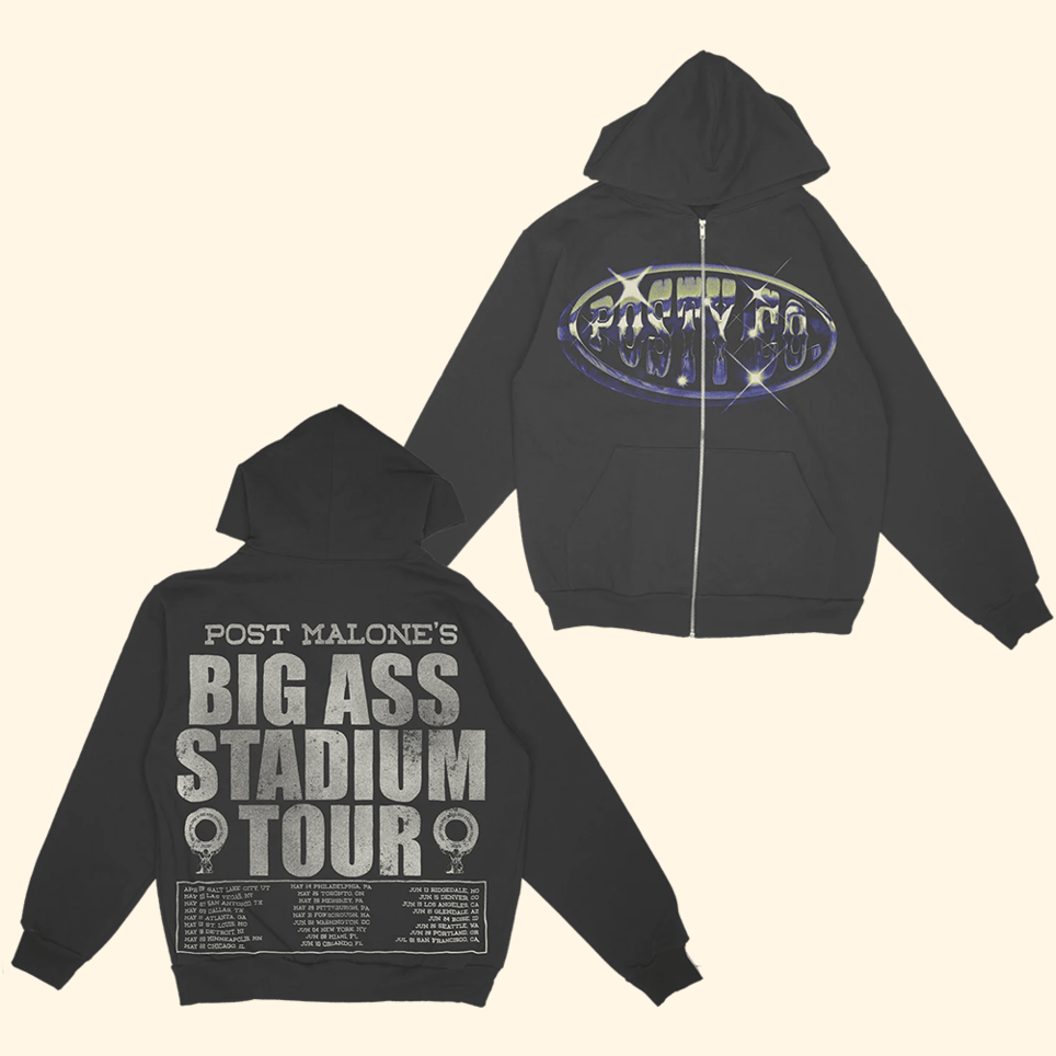 Big Ass Stadium Tour Zip Hoodie Post Malone Big Ass Stadium Tour Merch Post Malone Tour Merch 2024