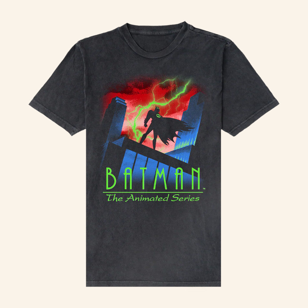 Big Comfy Couch Merch Batman The Animated Series Glow In The Dark Wash T-Shirt Black