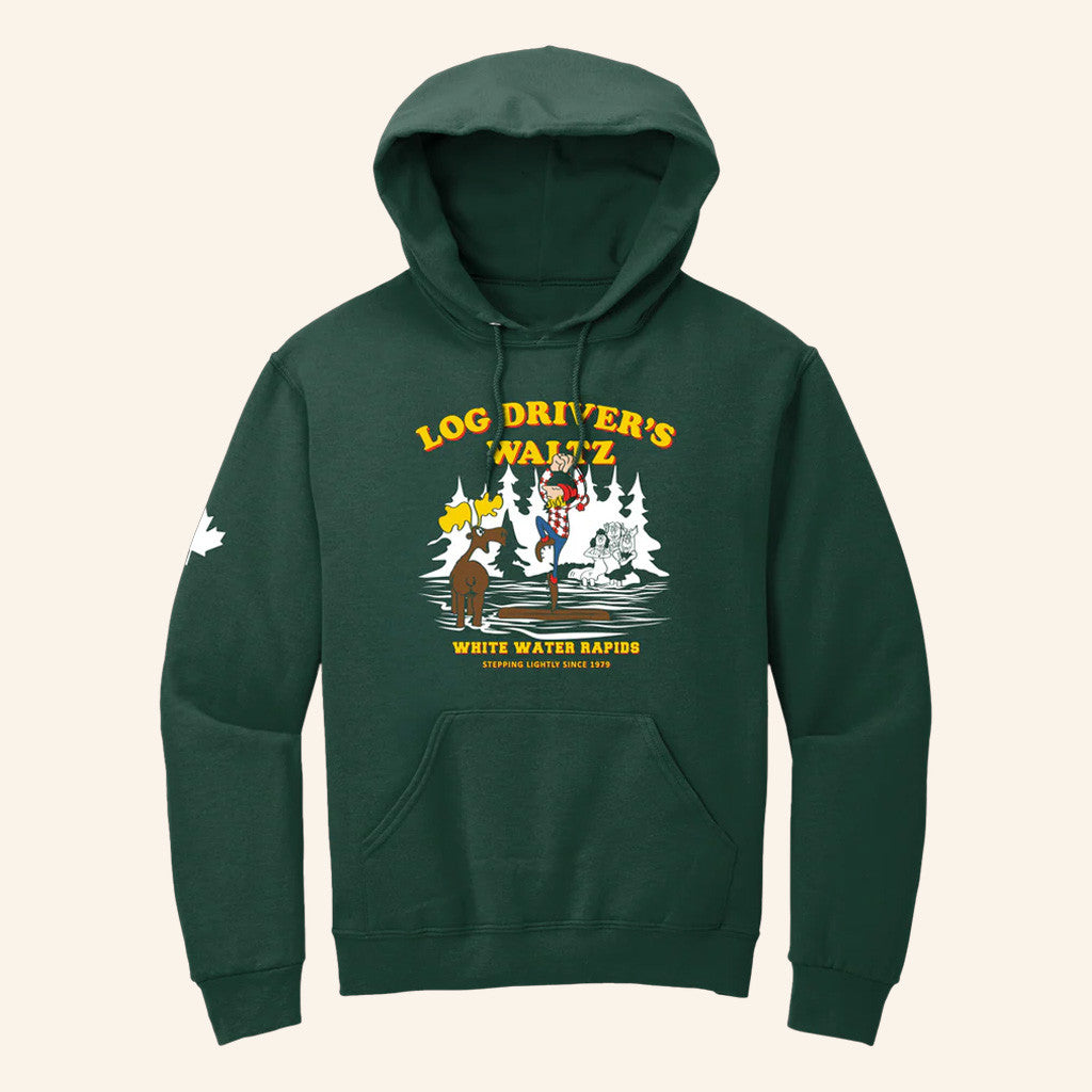 Big Comfy Couch Merch Log Driver's Waltz White Water Hoodie Forest Green Gifts For Besties