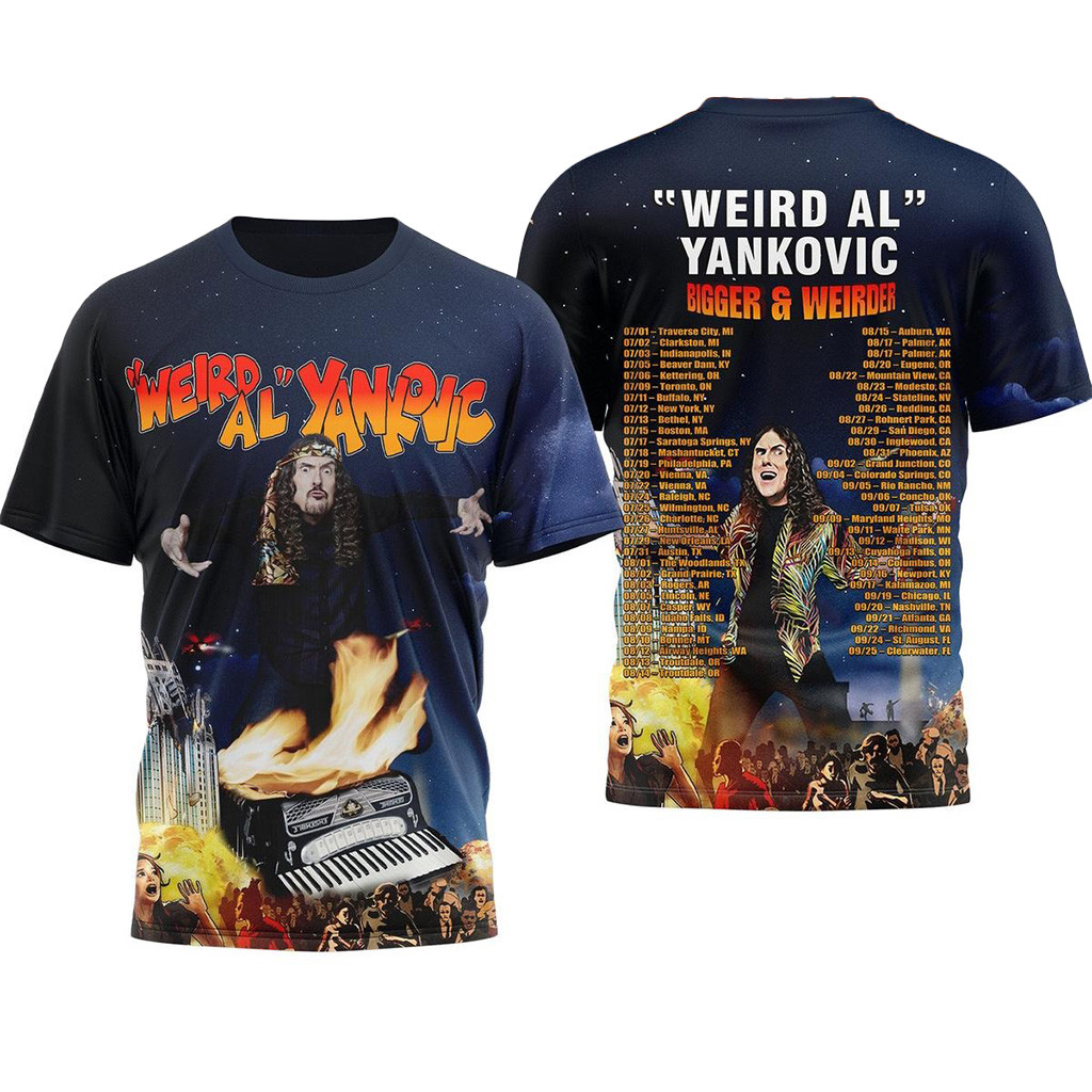 Bigger And Weirder Weird Al Yankovic Tour 2025 Shirt Fan Merch Gifts For Husband