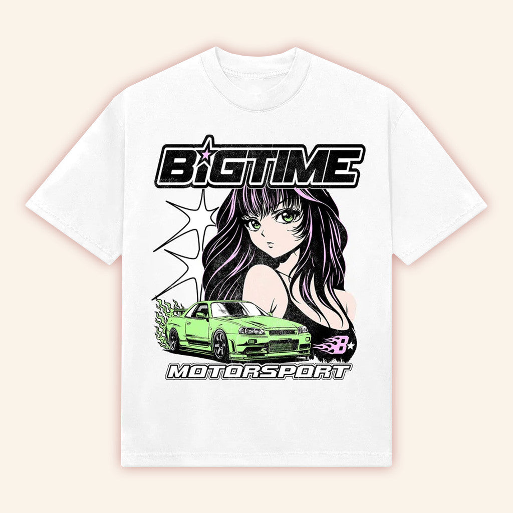 Bigtime Merch Bigtime Motorsport Anime T-Shirt White Best Christmas Gifts