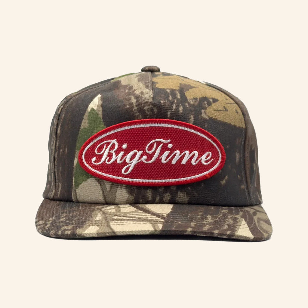 Bigtime Merch Script Logo Embroidered Camo Snapback Hat Gifts For Dad