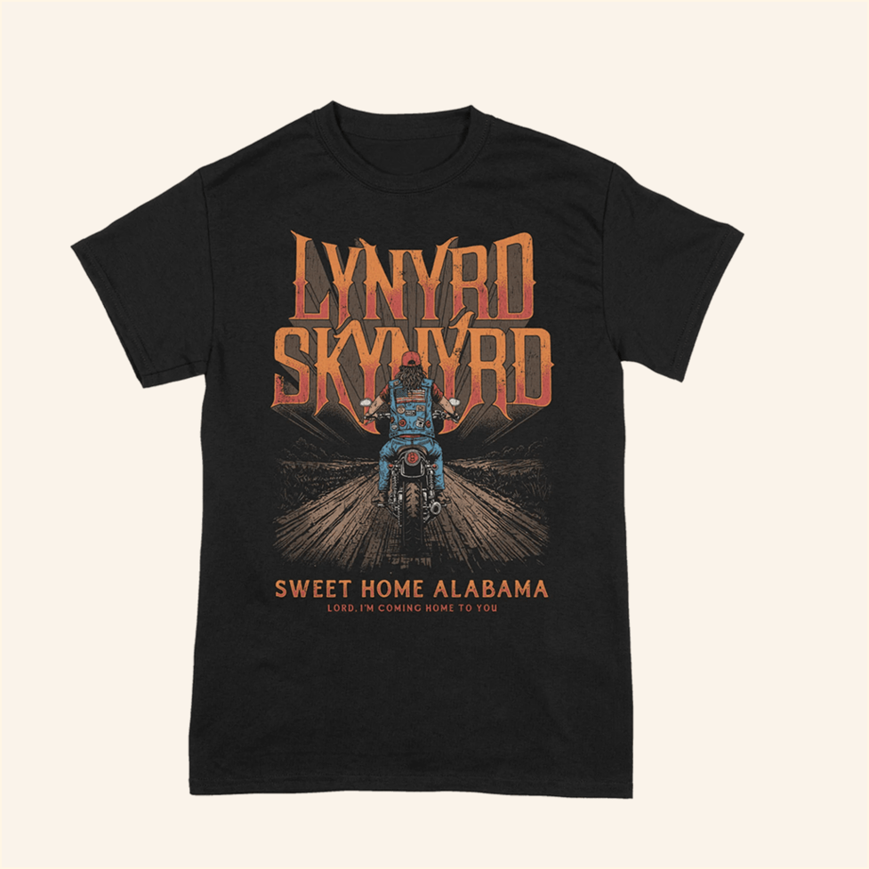 Biker Black T-Shirt Lynyrd Skynyrd Merch Gift Ideas For Dad Birthday Gifts For Best Friend