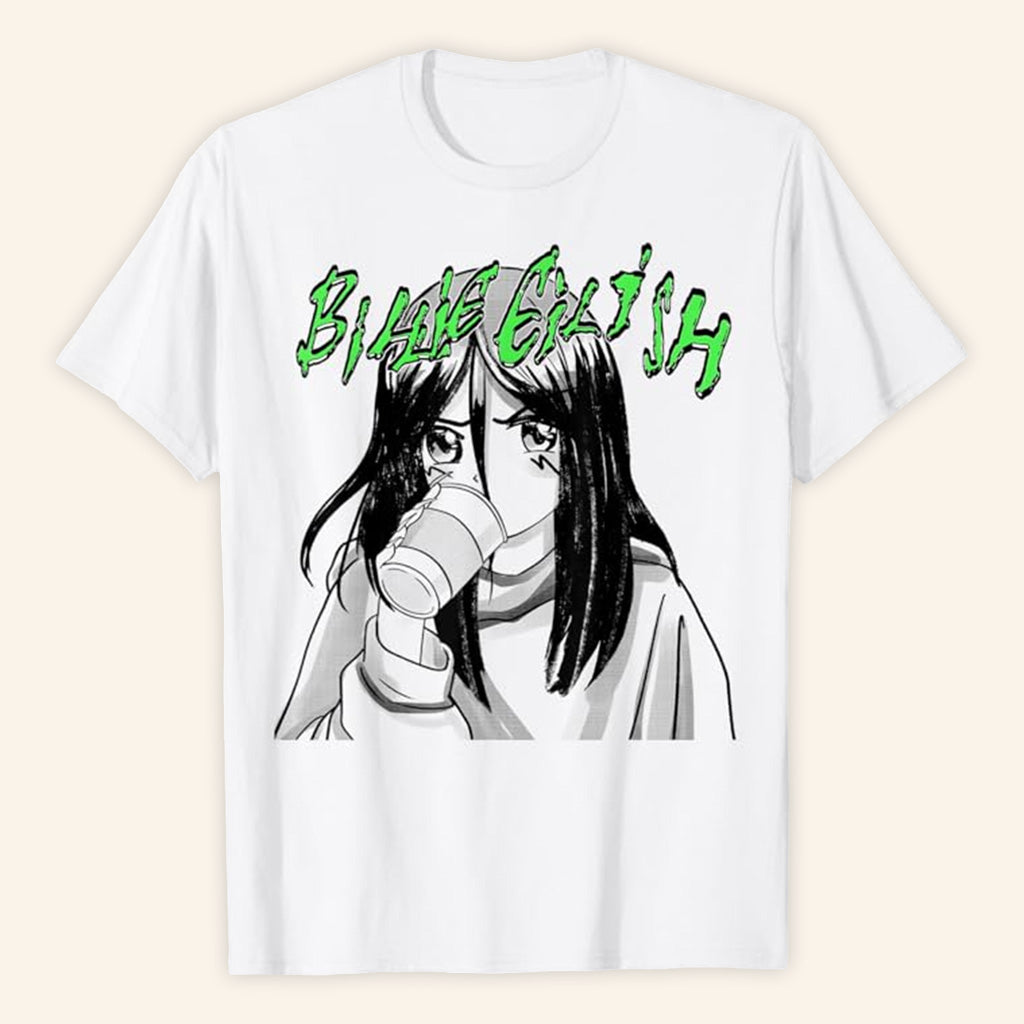 Billie Eilish Merch Coffee Animated T-Shirt Gifts For Friends