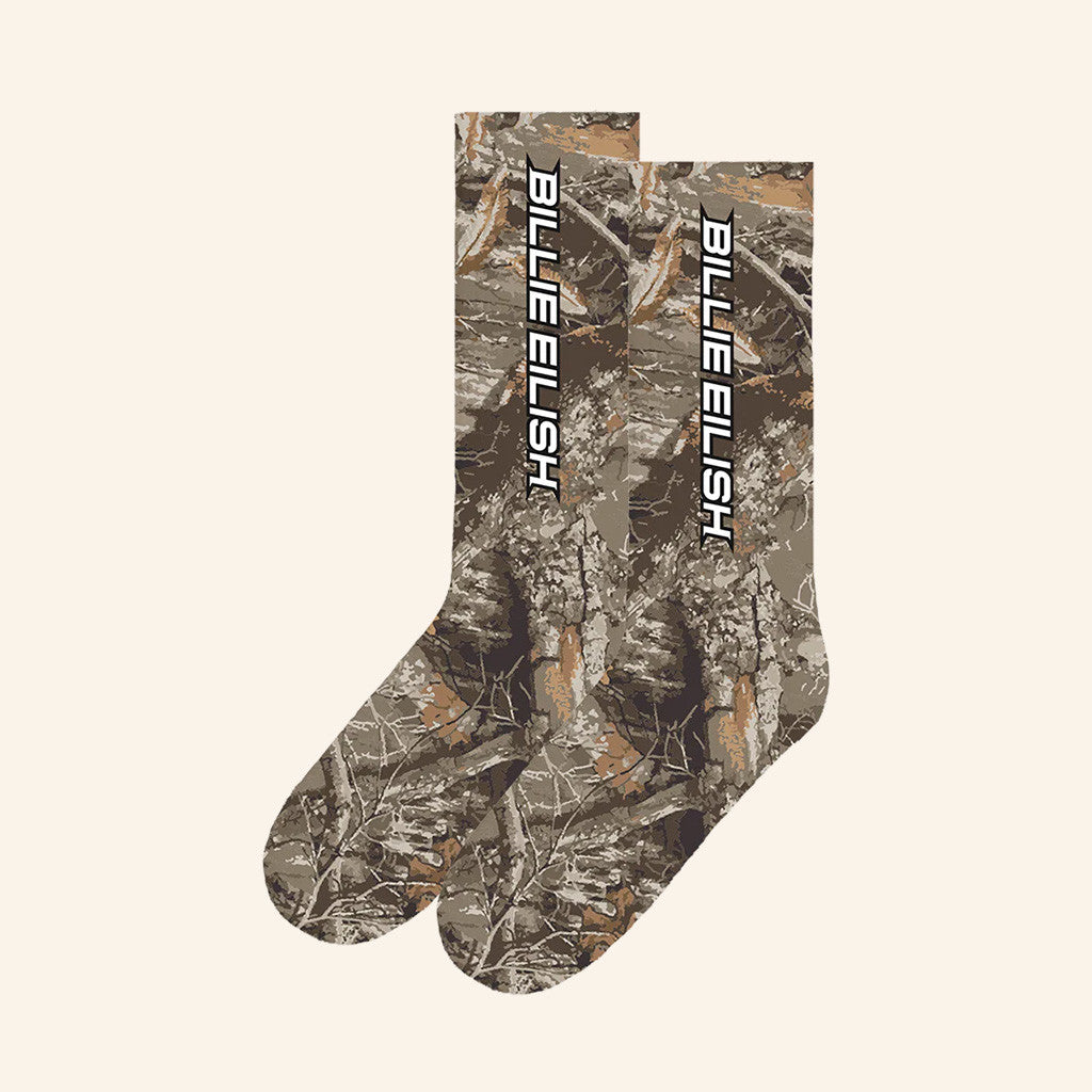 Billie Eilish Merch Hit Me Hard And Soft Tour 2025 Camo Socks Gifts For Fans