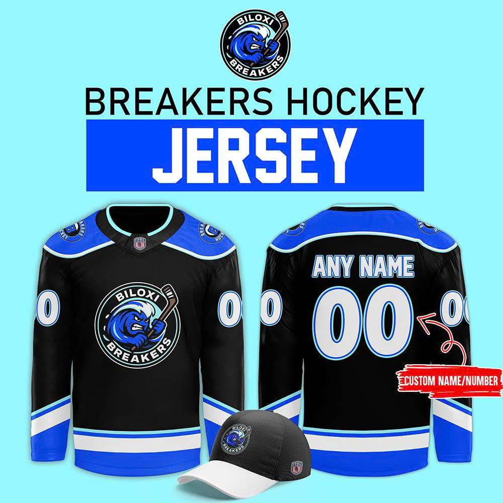 Biloxi Breakers Custom Hockey Jersey Home 2025 Fan Merch
