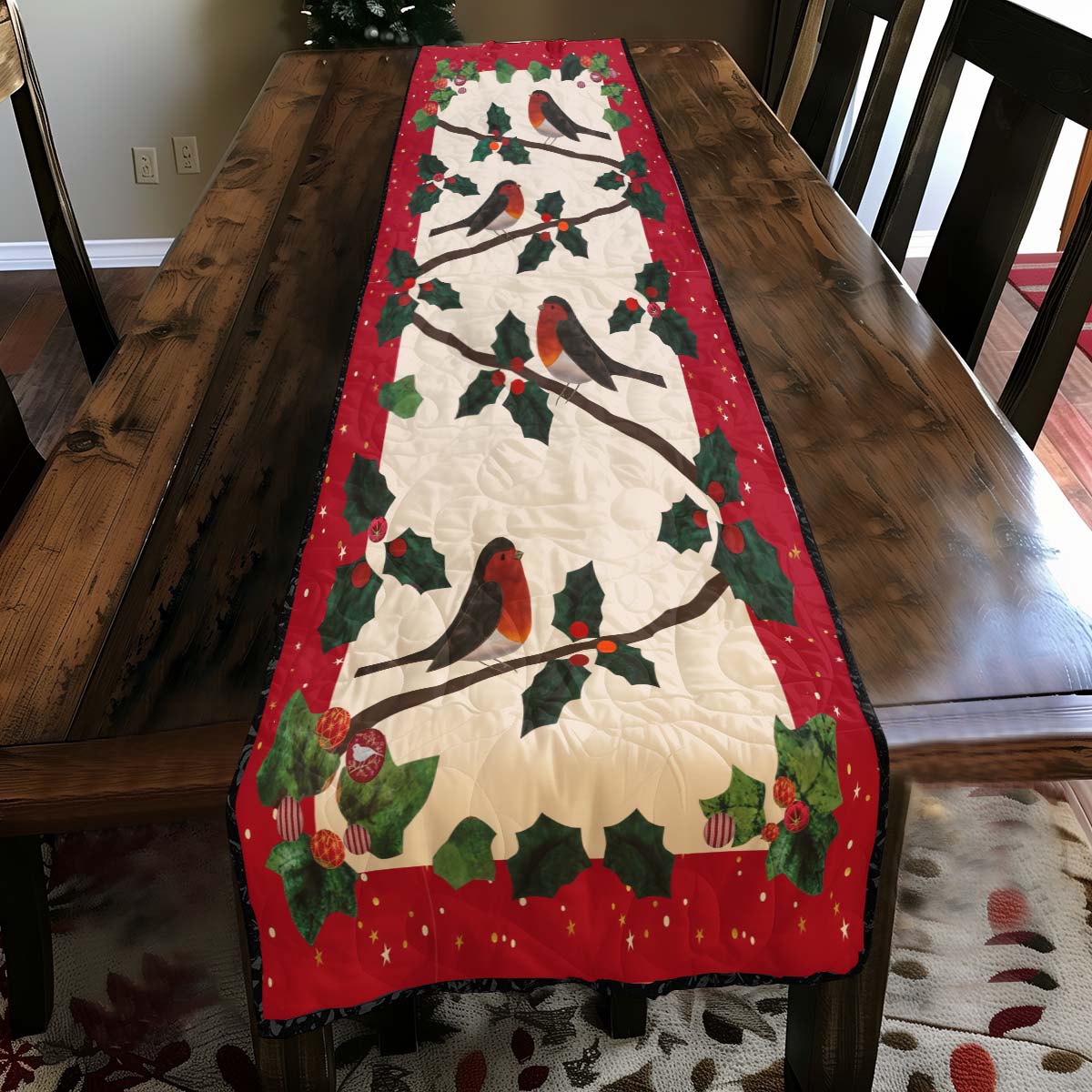 Bird Quilted Table Runner Decorations Geat Best Christmas Gifts For Bird Lovers