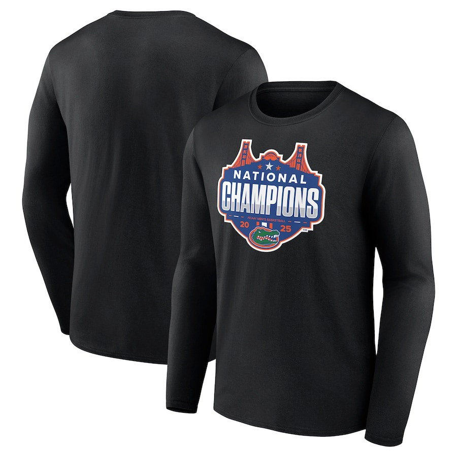 Black Florida Gators 2025 NCAA Men's Basketball National Champions Shot Clock Long Sleeve Shirt