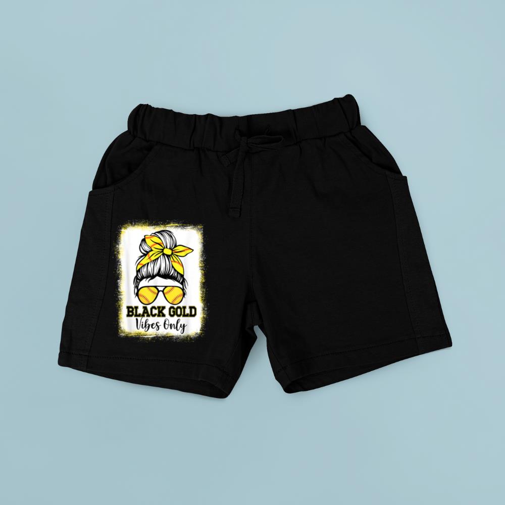 Black Gold Vibes Only Softball Shirt Women Leopard Baseball Short