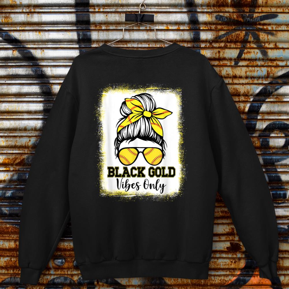 Black Gold Vibes Only Softball Shirt Women Leopard Baseball Sweatshirt