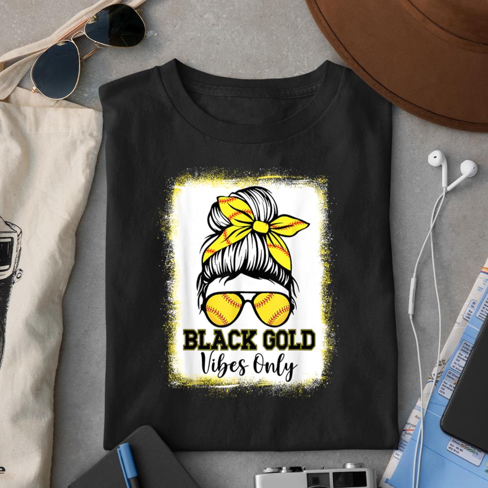 Black Gold Vibes Only Softball Shirt Women Leopard Baseball T-Shirt