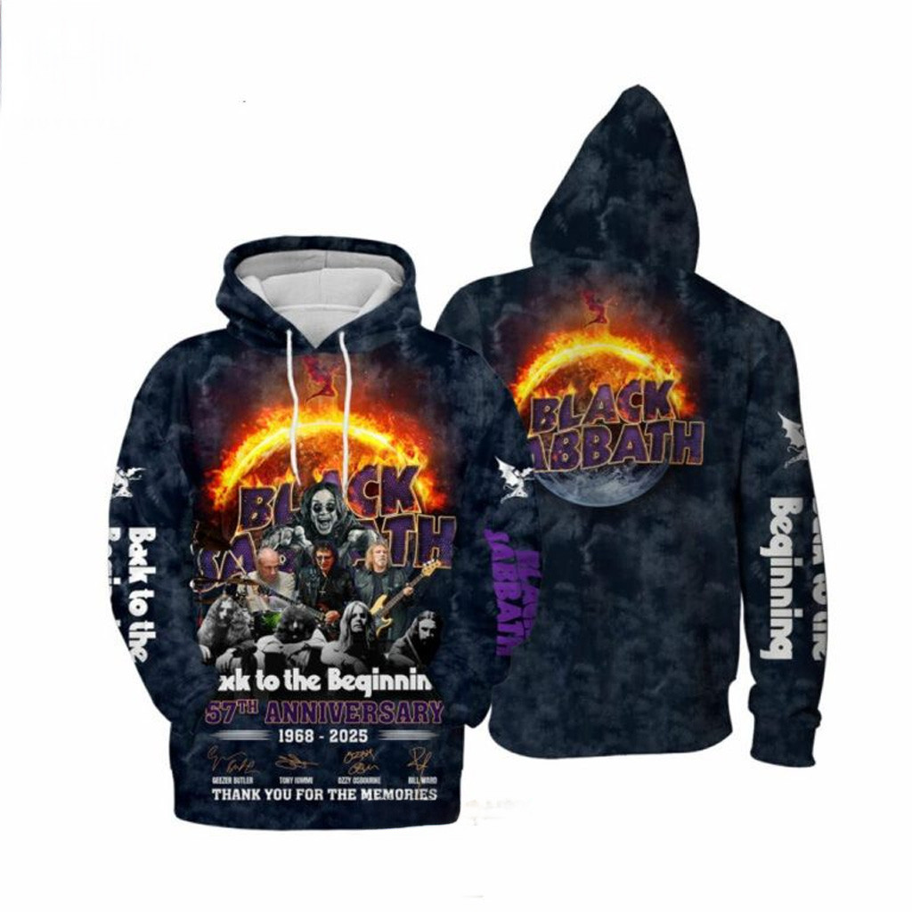Black Sabbath Back To The Beginning 57th Anniversary 1968-2025 Thank You For The Memories Hoodie