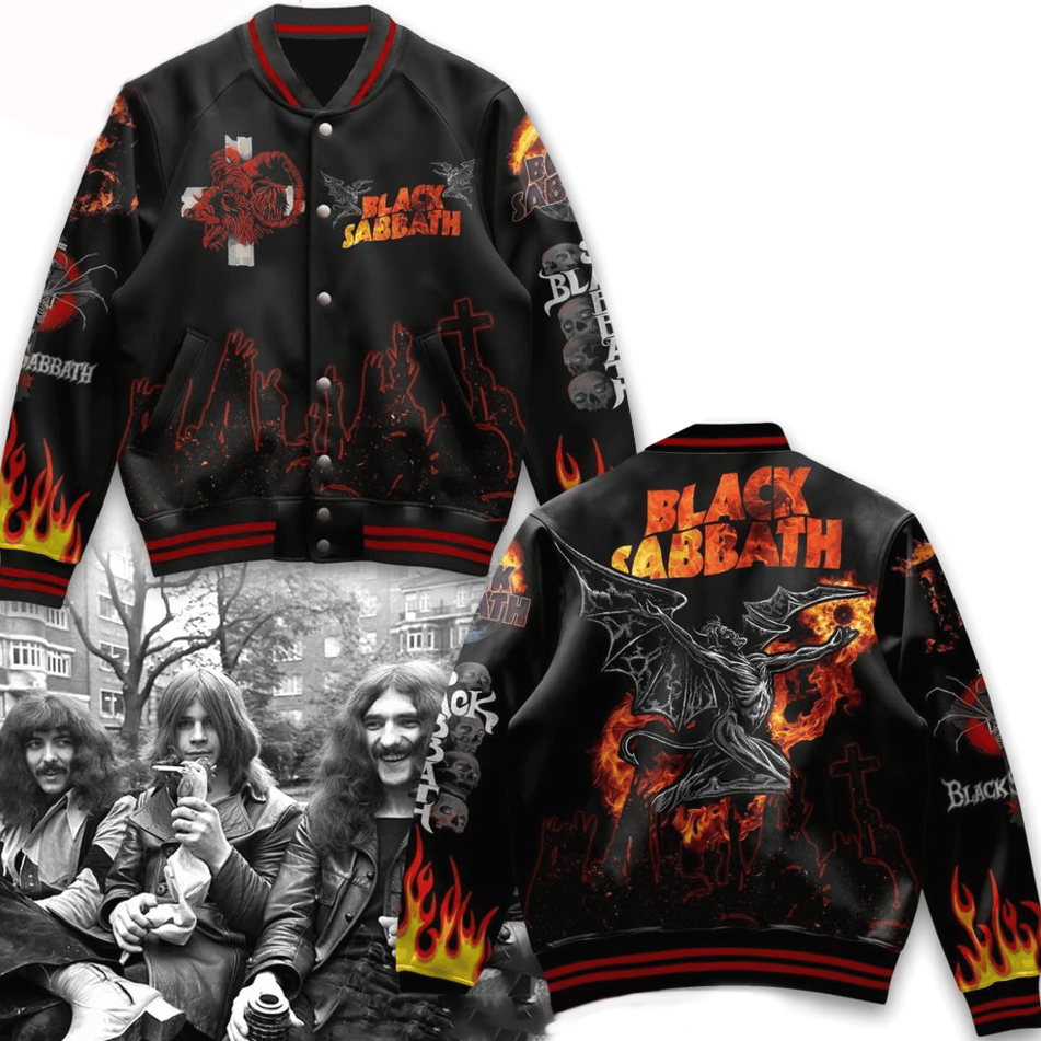 Black Sabbath Hellfire Varsity Jacket Best Father's Day Gifts Birthday Gift for Husband
