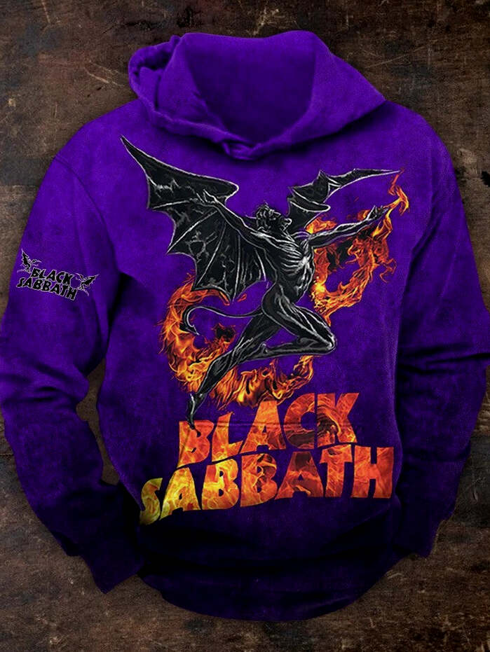 Black Sabbath Merch Hoodie Fire Gradiant Demon Black Sabbath Hoodie Rock Band Gifts For Fan