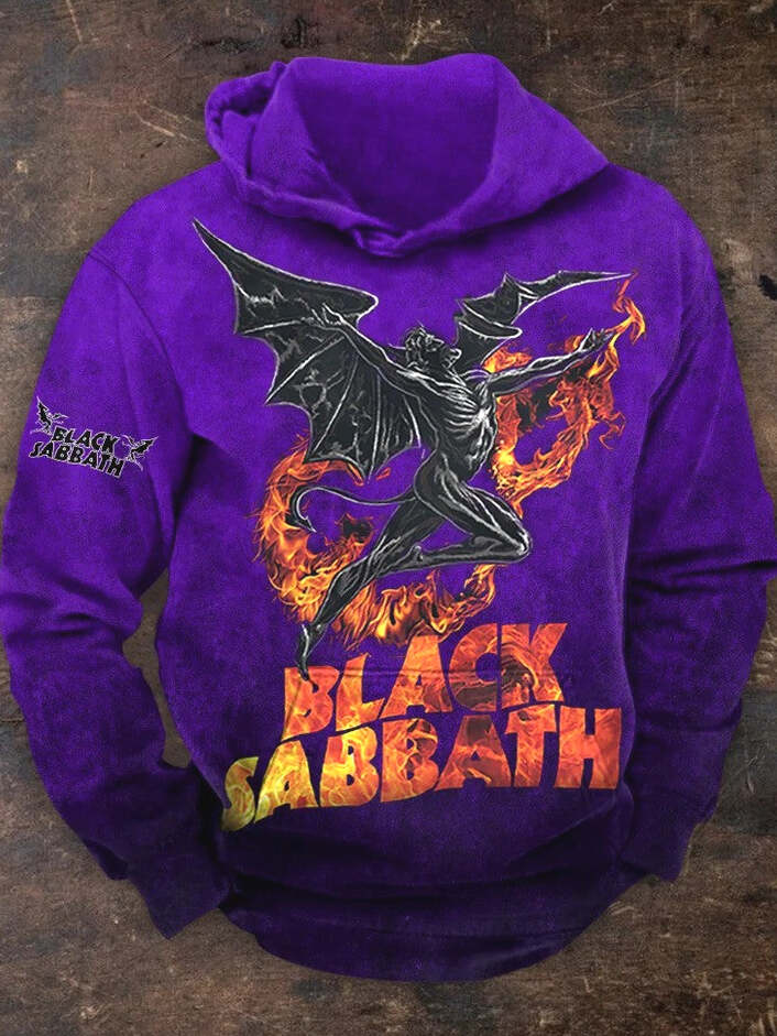 Black Sabbath Merch Hoodie Fire Gradiant Demon Black Sabbath Hoodie Rock Band Gifts For Fan