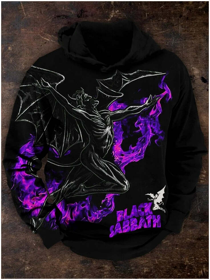 Black Sabbath Merch Hoodie Gradiant Demon Black Sabbath Hoodie Rock Band Fans Gifts