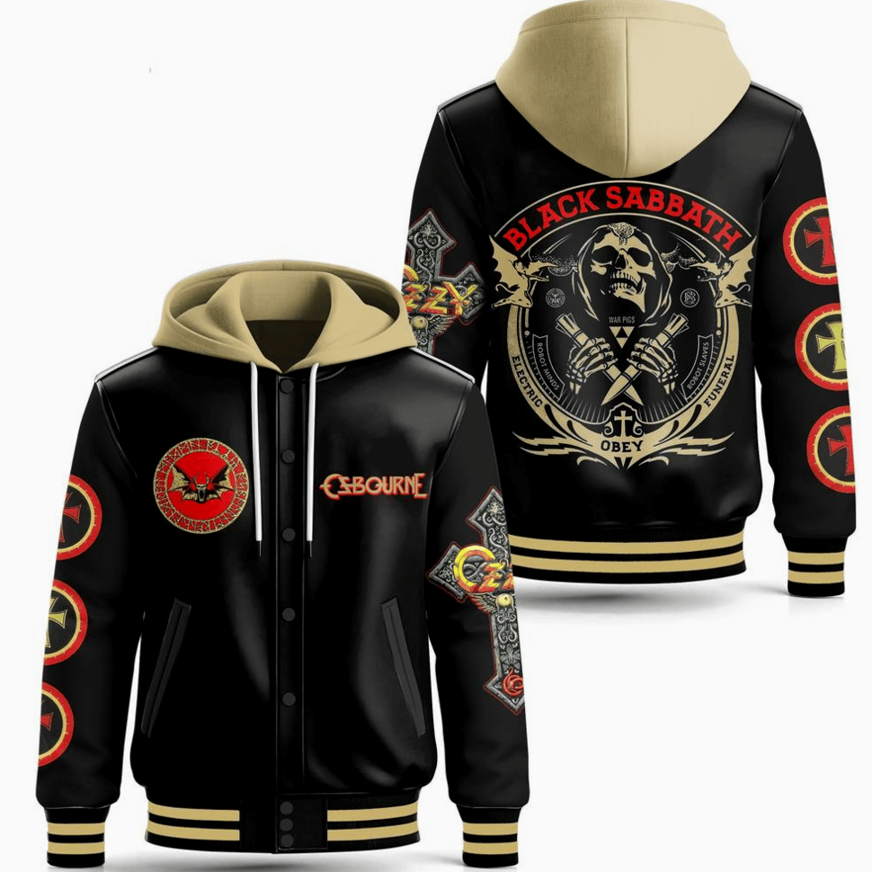 Black Sabbath Ozzy Osbourne Limited Edition Hooded Baseball Jacket Black Sabbath Merch Fans Gift